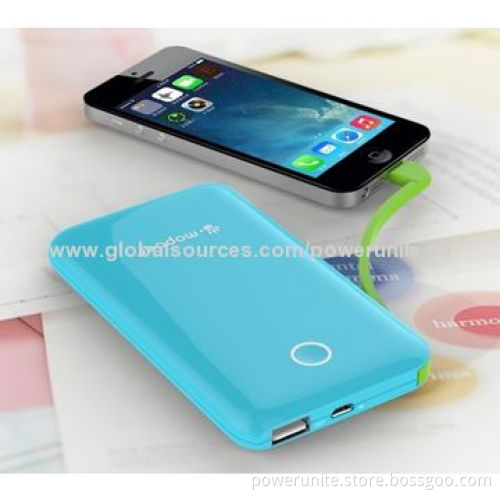 Dual USB Ports, Portable Power Bank for Mobile Phones, Built-in Cable with High Quality